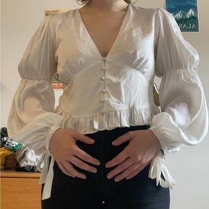 White silky WAYF blouse